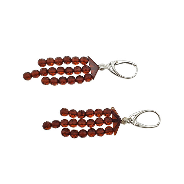 Faceted Cognac Amber Dangle Earrings