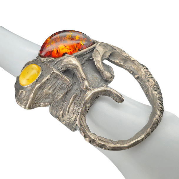 Multicolor Amber Chameleon Adjustable Ring