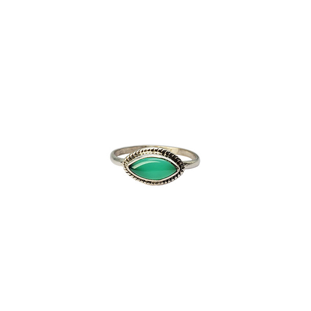 Green Onyx Stone Sterling Silver Ring (R-GO-2542)