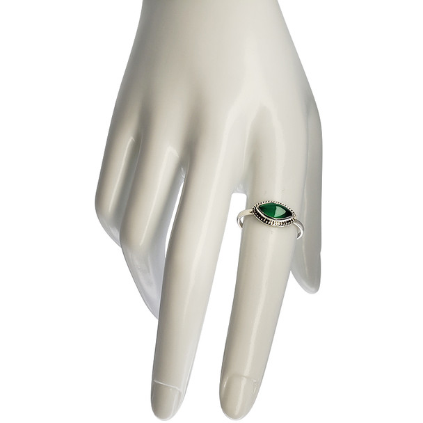 Green Onyx Stone Sterling Silver Ring (R-GO-2542)