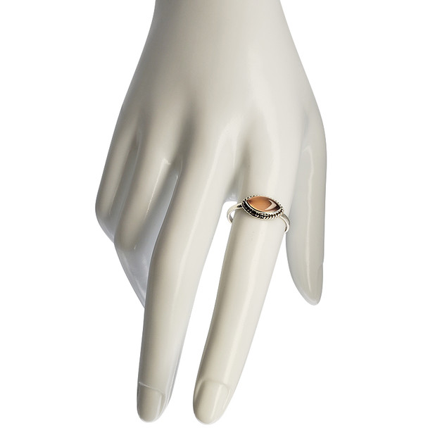 Rose Quartz Stone Sterling Silver Ring (R-RQ-2542)