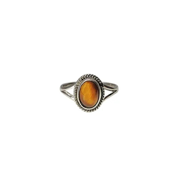 Tiger Eye Stone Sterling Silver Ring (R-TG-5254-R)