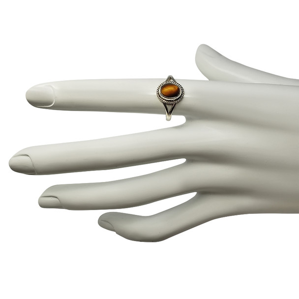 Tiger Eye Stone Sterling Silver Ring (R-TG-5254-R)