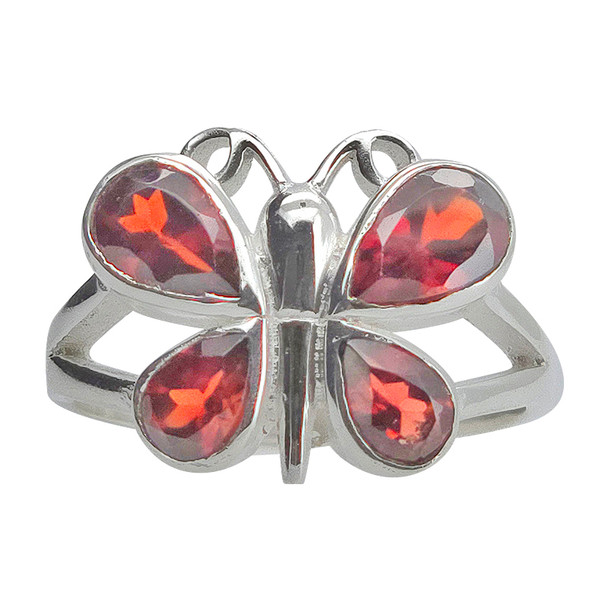 Faceted Garnet Butterfly Ring
