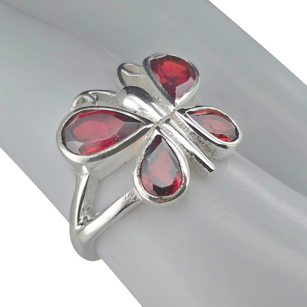 Faceted Garnet Butterfly Ring