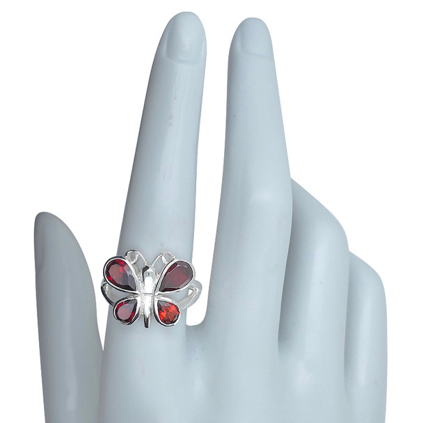 Faceted Garnet Butterfly Ring