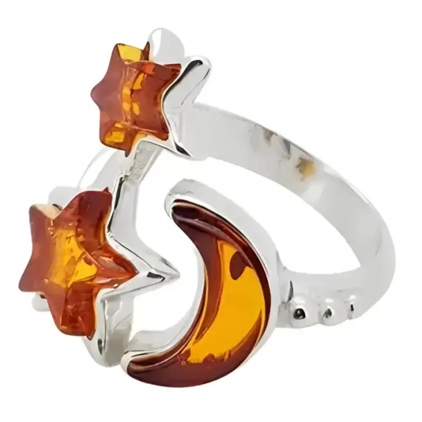 Star Moon Silver Adjustable Ring