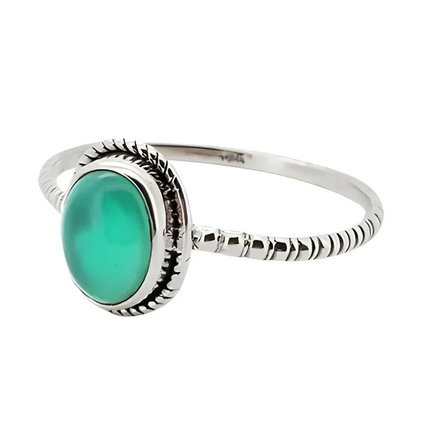 Green Onyx Sterling Silver Ring (R-GO-5444)