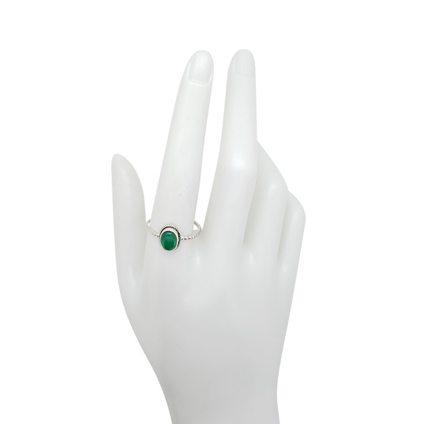 Green Onyx Sterling Silver Ring (R-GO-5444)