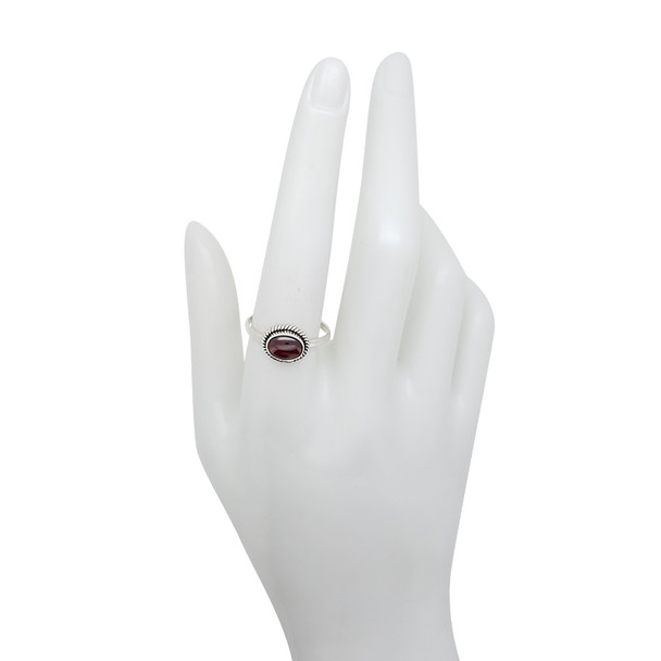 Garnet Sterling Silver Ring (R-GR-5398)