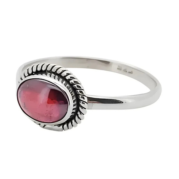 Garnet Sterling Silver Ring (R-GR-5398)