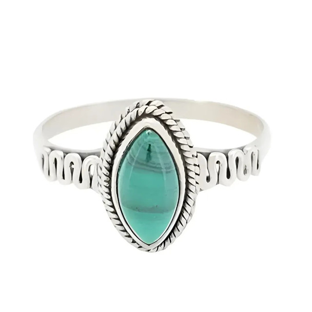 Malachite Sterling Silver Ring (R-ML-4958)