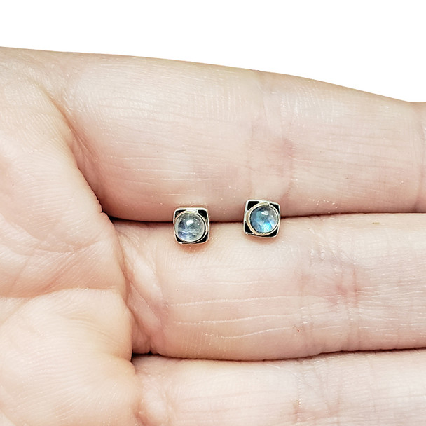 Labradorite Sterling Silver Stud Earrings (E-LB-6121)