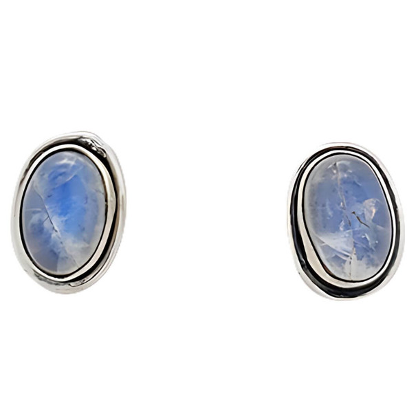 Moonstone Sterling Silver Stud Earrings (E-MS-6138)