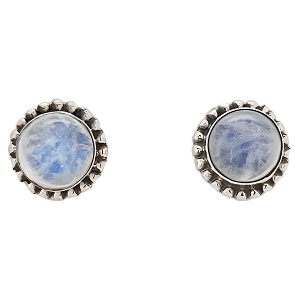Moonstone Sterling Silver Stud Earrings (E-MS-6143)