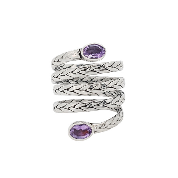 Faceted Amethyst Sterling Silver Ring
