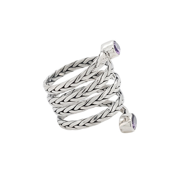 Faceted Amethyst Sterling Silver Ring