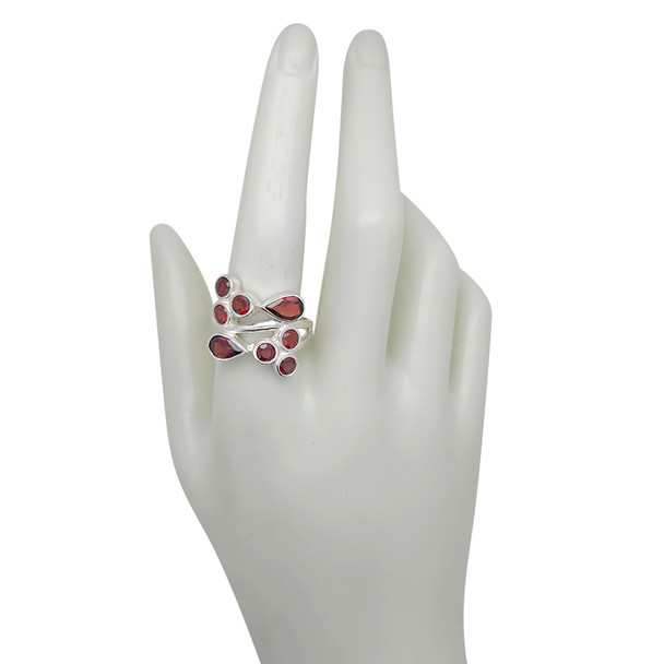 Garnet Sterling Silver Ring (R-GR-6174)