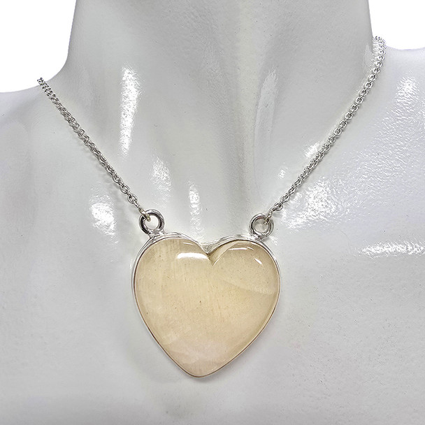 Moonstone Sterling Silver Heart Necklace