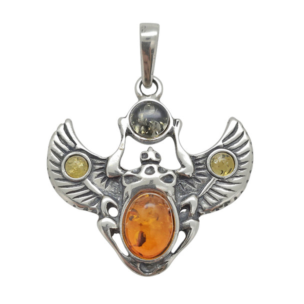 Egyptian Winged Scarab Beetle Pendant (P-MT-6494)