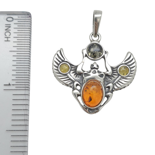 Egyptian Winged Scarab Beetle Pendant (P-MT-6494)