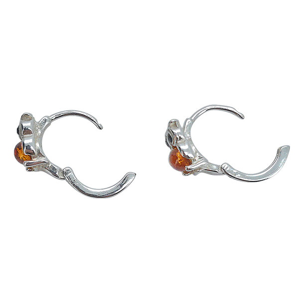 Owl Cognac Amber Hoop Earrings