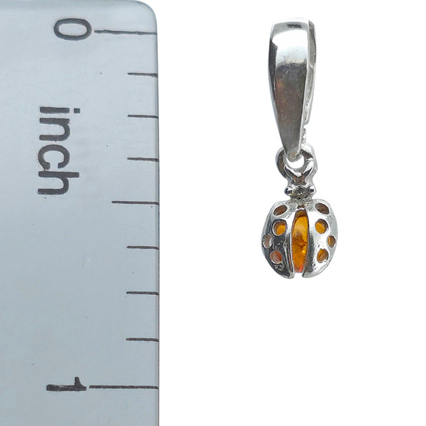 Cognac Amber Small Ladybug Pendant