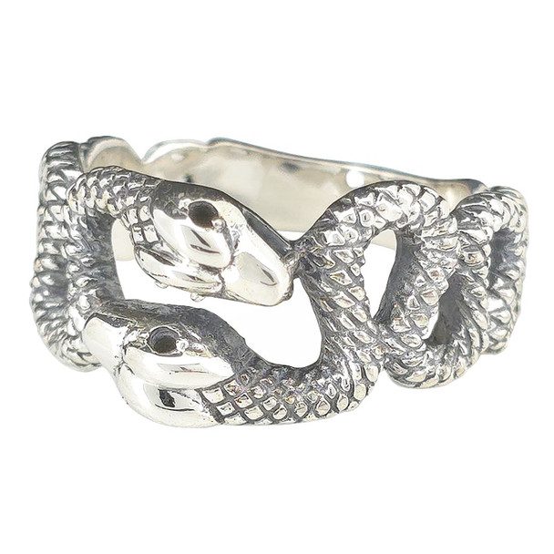 Sterling Silver Interlocking Snakes Ring