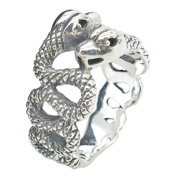 Sterling Silver Interlocking Snakes Ring