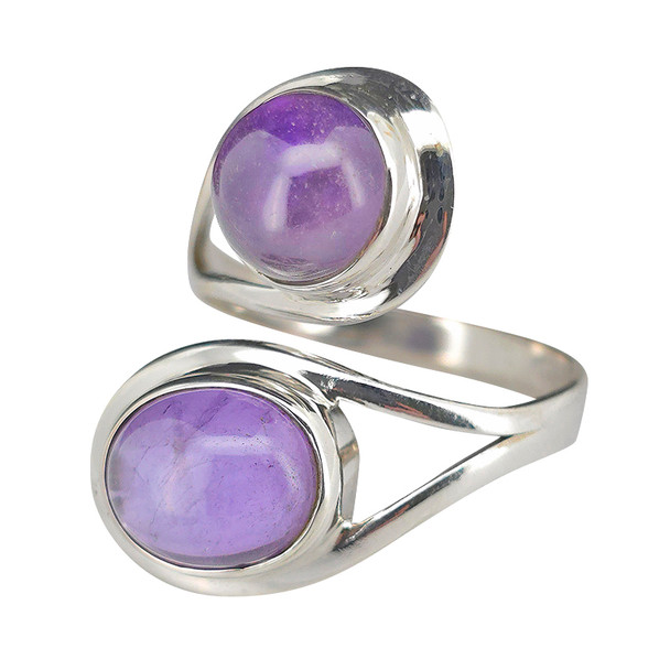 Amethyst Sterling Silver Adjustable Ring