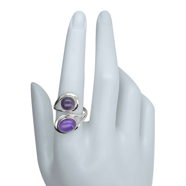 Amethyst Sterling Silver Adjustable Ring