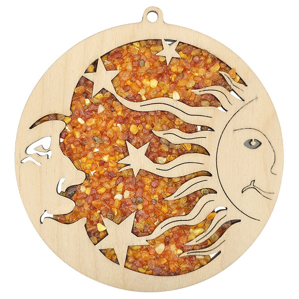Moon And Sun Amber Suncatcher/Magnet 11 cm