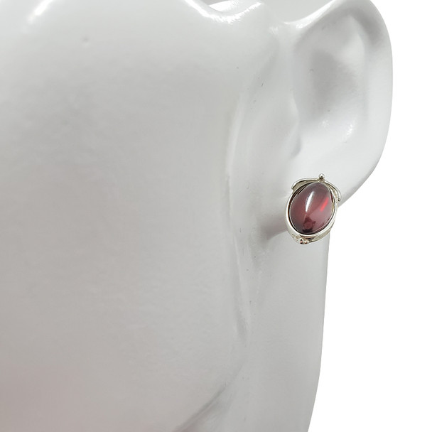 Cherry Amber Sterling Silver Stud Earrings