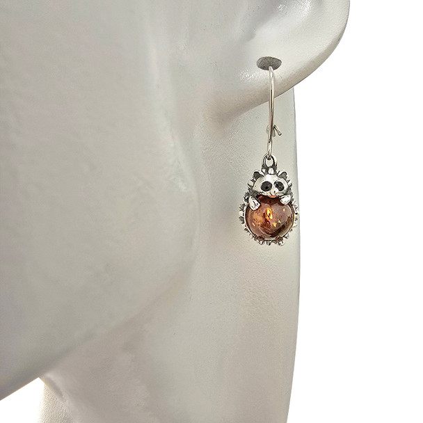 Cognac Amber Hedgehog Earrings