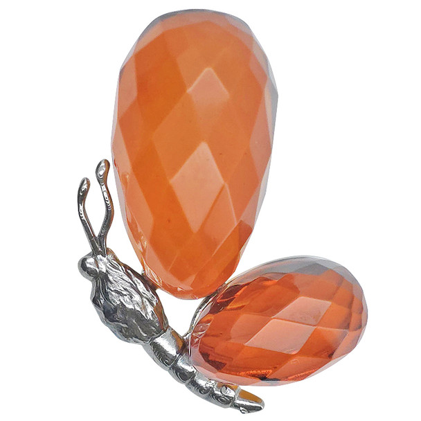 Faceted Cognac Amber Butterfly Pendant