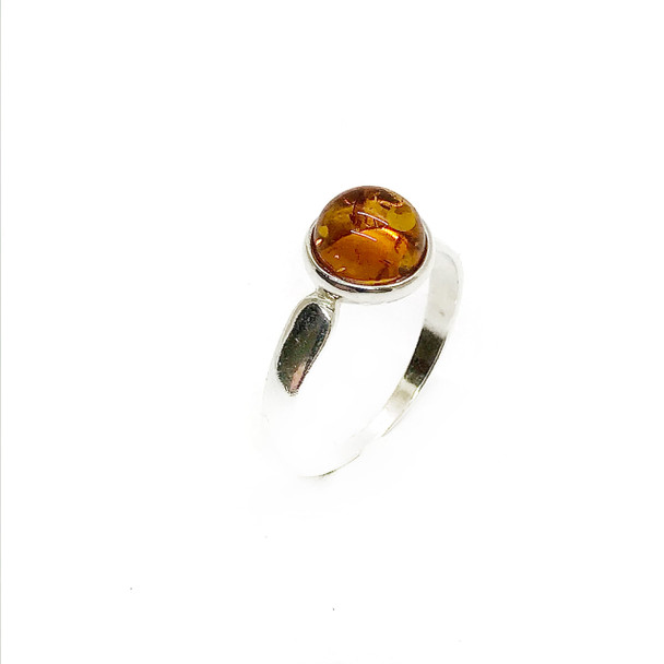 Cognac amber sterling silver ring