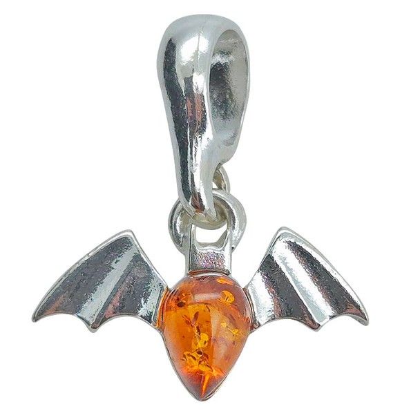 Amber Sterling Silver Bat Pendant