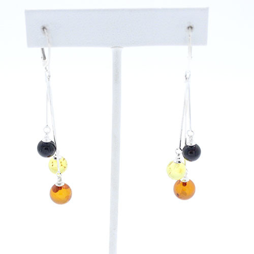 Multicolor Amber Dangle Earrings On Hooks