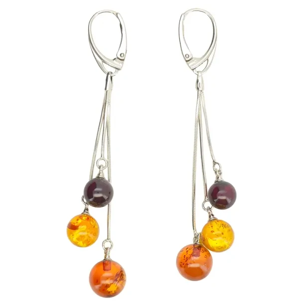 Multicolor Amber Dangle Earrings On Hooks