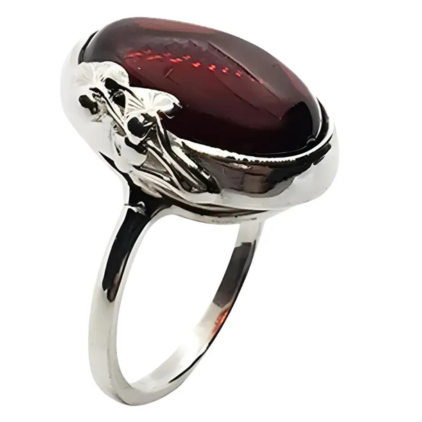 Cherry Amber Sterling Silver Ring
