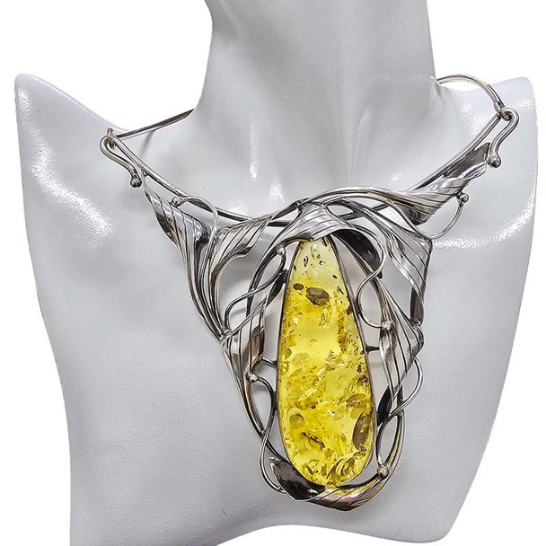 Handmade Citrine Amber Oxidized Silver Necklace