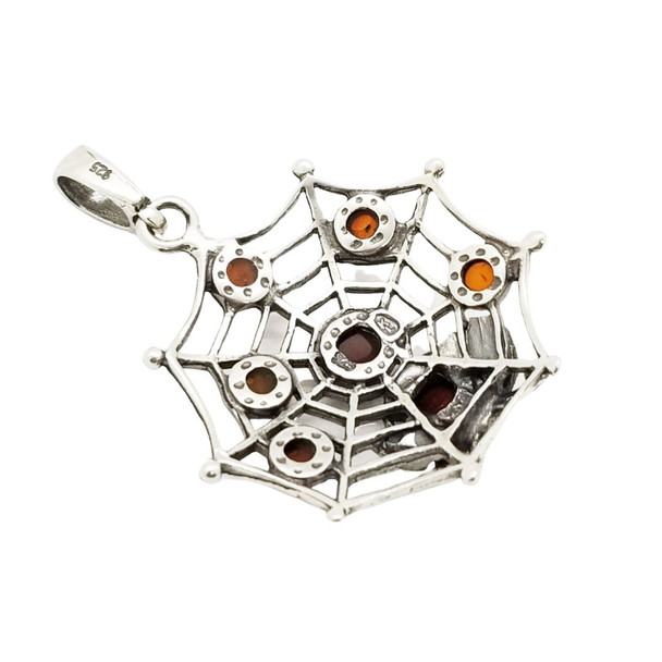 Spider on a Cobweb Cognac Amber Pendant