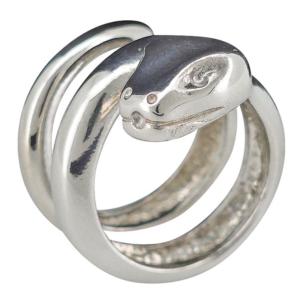 Snake Rhodium Plated Silver Ring