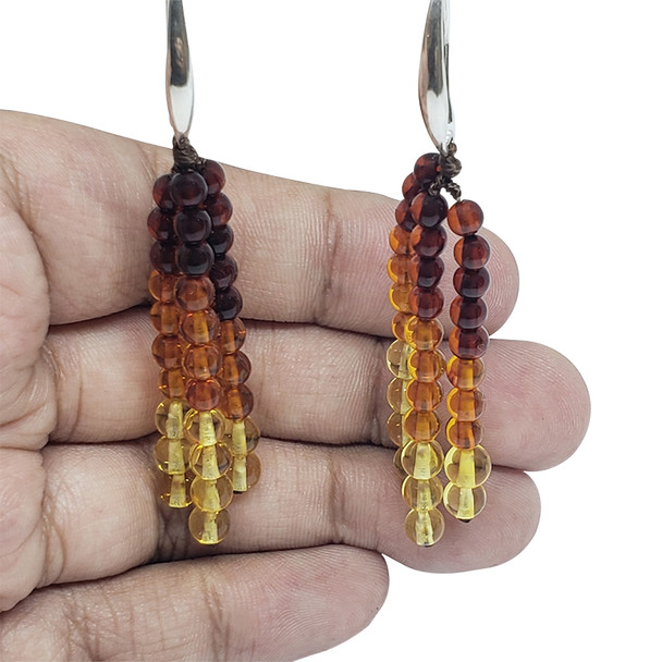 Multicolor Amber Sterling Silver Chandelier Earrings