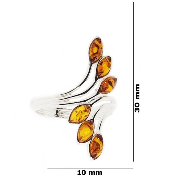 Cognac Amber Sterling Silver Ring (R-CG-1167-B)