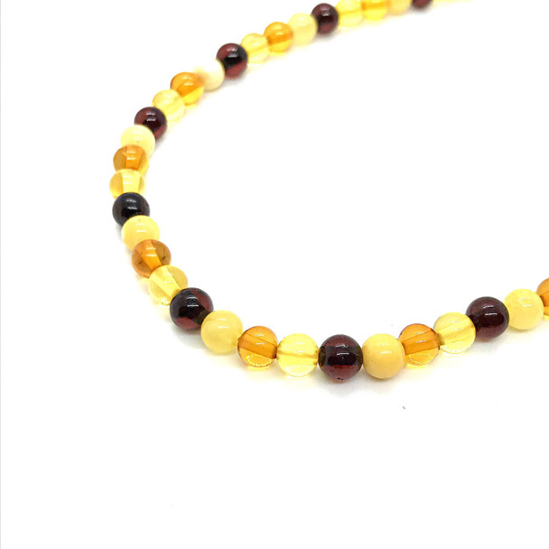 Multi Color Amber Round Shaped Beaded Necklace/Pendant Chain 19''