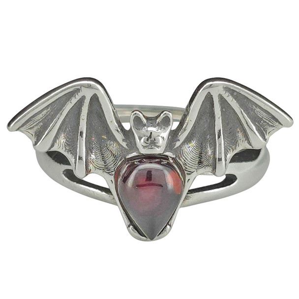 Amber Sterling Silver Bat Adjustable Ring