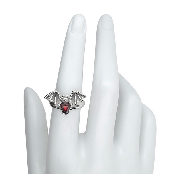 Amber Sterling Silver Bat Adjustable Ring