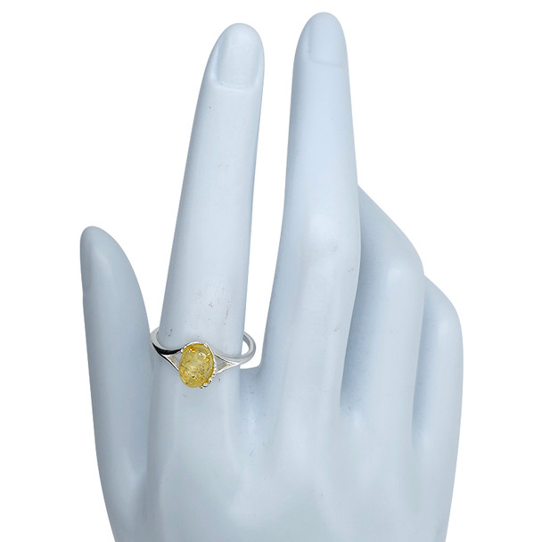 Citrine Amber / Flower Design Sterling Silver Ring