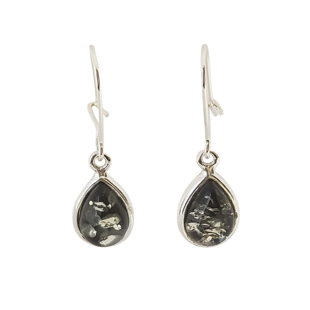 Green Amber Sterling Silver Earrings